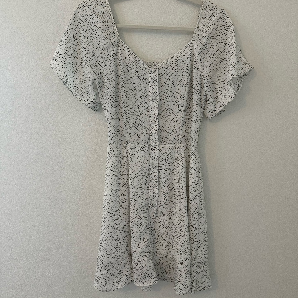 Sienna Sky Gray and White Ruffled Mini Sundress